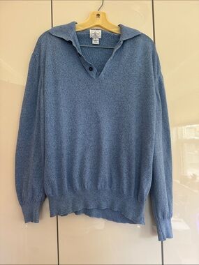 Blue Linea Uomo Collared Pullover Sweater